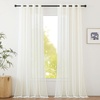 image:imageNICETOWN Sheer Window Curtain Panels  Ivory Eyelet Top Solid Voile for KitchenHotel 2 Pieces 54 Wide x 84inch LengthBeige