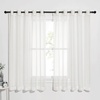 image:imageNICETOWN Sheer Window Curtain Panels  Ivory Eyelet Top Solid Voile for KitchenHotel 2 Pieces 54 Wide x 84inch LengthBeige