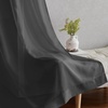 image:imageNICETOWN Sheer Window Curtain Panels  Ivory Eyelet Top Solid Voile for KitchenHotel 2 Pieces 54 Wide x 84inch LengthBlack