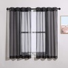 image:imageNICETOWN Sheer Window Curtain Panels  Ivory Eyelet Top Solid Voile for KitchenHotel 2 Pieces 54 Wide x 84inch LengthBlack