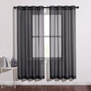 image:imageNICETOWN Sheer Window Curtain Panels  Ivory Eyelet Top Solid Voile for KitchenHotel 2 Pieces 54 Wide x 84inch LengthBlack