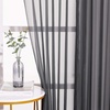 image:imageNICETOWN Sheer Window Curtain Panels  Ivory Eyelet Top Solid Voile for KitchenHotel 2 Pieces 54 Wide x 84inch LengthBlack