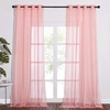 image:imageNICETOWN Sheer Window Curtain Panels  Ivory Eyelet Top Solid Voile for KitchenHotel 2 Pieces 54 Wide x 84inch LengthCoral