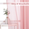 image:imageNICETOWN Sheer Window Curtain Panels  Ivory Eyelet Top Solid Voile for KitchenHotel 2 Pieces 54 Wide x 84inch LengthCoral