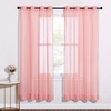 image:imageNICETOWN Sheer Window Curtain Panels  Ivory Eyelet Top Solid Voile for KitchenHotel 2 Pieces 54 Wide x 84inch LengthCoral