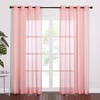 image:imageNICETOWN Sheer Window Curtain Panels  Ivory Eyelet Top Solid Voile for KitchenHotel 2 Pieces 54 Wide x 84inch LengthCoral