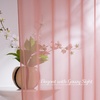 image:imageNICETOWN Sheer Window Curtain Panels  Ivory Eyelet Top Solid Voile for KitchenHotel 2 Pieces 54 Wide x 84inch LengthCoral Pink