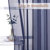 image:imageNICETOWN Sheer Window Curtain Panels  Ivory Eyelet Top Solid Voile for KitchenHotel 2 Pieces 54 Wide x 84inch LengthDark Blue