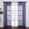 image:imageNICETOWN Sheer Window Curtain Panels  Ivory Eyelet Top Solid Voile for KitchenHotel 2 Pieces 54 Wide x 84inch LengthDark Blue
