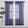 image:imageNICETOWN Sheer Window Curtain Panels  Ivory Eyelet Top Solid Voile for KitchenHotel 2 Pieces 54 Wide x 84inch LengthDark Blue