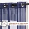 image:imageNICETOWN Sheer Window Curtain Panels  Ivory Eyelet Top Solid Voile for KitchenHotel 2 Pieces 54 Wide x 84inch LengthDark Blue