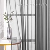 image:imageNICETOWN Sheer Window Curtain Panels  Ivory Eyelet Top Solid Voile for KitchenHotel 2 Pieces 54 Wide x 84inch LengthDark Grey
