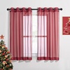 image:imageNICETOWN Sheer Window Curtain Panels  Ivory Eyelet Top Solid Voile for KitchenHotel 2 Pieces 54 Wide x 84inch LengthHaute Red
