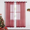 image:imageNICETOWN Sheer Window Curtain Panels  Ivory Eyelet Top Solid Voile for KitchenHotel 2 Pieces 54 Wide x 84inch LengthHaute Red