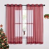 image:imageNICETOWN Sheer Window Curtain Panels  Ivory Eyelet Top Solid Voile for KitchenHotel 2 Pieces 54 Wide x 84inch LengthHaute Red