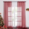 image:imageNICETOWN Sheer Window Curtain Panels  Ivory Eyelet Top Solid Voile for KitchenHotel 2 Pieces 54 Wide x 84inch LengthHaute Red