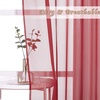 image:imageNICETOWN Sheer Window Curtain Panels  Ivory Eyelet Top Solid Voile for KitchenHotel 2 Pieces 54 Wide x 84inch LengthHaute Red