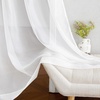 image:imageNICETOWN Sheer Window Curtain Panels  Ivory Eyelet Top Solid Voile for KitchenHotel 2 Pieces 54 Wide x 84inch LengthIvory