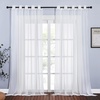 image:imageNICETOWN Sheer Window Curtain Panels  Ivory Eyelet Top Solid Voile for KitchenHotel 2 Pieces 54 Wide x 84inch LengthIvory