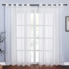 image:imageNICETOWN Sheer Window Curtain Panels  Ivory Eyelet Top Solid Voile for KitchenHotel 2 Pieces 54 Wide x 84inch LengthIvory