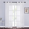 image:imageNICETOWN Sheer Window Curtain Panels  Ivory Eyelet Top Solid Voile for KitchenHotel 2 Pieces 54 Wide x 84inch LengthIvory