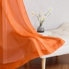 image:imageNICETOWN Sheer Window Curtain Panels  Ivory Eyelet Top Solid Voile for KitchenHotel 2 Pieces 54 Wide x 84inch LengthOrange