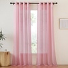 image:imageNICETOWN Sheer Window Curtain Panels  Ivory Eyelet Top Solid Voile for KitchenHotel 2 Pieces 54 Wide x 84inch LengthPink