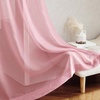 image:imageNICETOWN Sheer Window Curtain Panels  Ivory Eyelet Top Solid Voile for KitchenHotel 2 Pieces 54 Wide x 84inch LengthPink