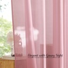 image:imageNICETOWN Sheer Window Curtain Panels  Ivory Eyelet Top Solid Voile for KitchenHotel 2 Pieces 54 Wide x 84inch LengthPink