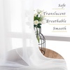 image:imageNICETOWN Sheer Window Curtain Panels  Ivory Eyelet Top Solid Voile for KitchenHotel 2 Pieces 54 Wide x 84inch LengthPure White