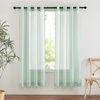 image:imageNICETOWN Sheer Window Curtain Panels  Ivory Eyelet Top Solid Voile for KitchenHotel 2 Pieces 54 Wide x 84inch LengthSage Green