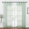 image:imageNICETOWN Sheer Window Curtain Panels  Ivory Eyelet Top Solid Voile for KitchenHotel 2 Pieces 54 Wide x 84inch LengthSage Green