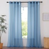 image:imageNICETOWN Sheer Window Curtain Panels  Ivory Eyelet Top Solid Voile for KitchenHotel 2 Pieces 54 Wide x 84inch LengthStone Blue