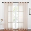 image:imageNICETOWN Sheer Window Curtain Panels  Ivory Eyelet Top Solid Voile for KitchenHotel 2 Pieces 54 Wide x 84inch LengthTaupe