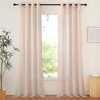 image:imageNICETOWN Sheer Window Curtain Panels  Ivory Eyelet Top Solid Voile for KitchenHotel 2 Pieces 54 Wide x 84inch LengthTaupe