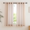 image:imageNICETOWN Sheer Window Curtain Panels  Ivory Eyelet Top Solid Voile for KitchenHotel 2 Pieces 54 Wide x 84inch LengthTaupe
