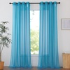 image:imageNICETOWN Sheer Window Curtain Panels  Ivory Eyelet Top Solid Voile for KitchenHotel 2 Pieces 54 Wide x 84inch LengthTeal
