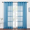 image:imageNICETOWN Sheer Window Curtain Panels  Ivory Eyelet Top Solid Voile for KitchenHotel 2 Pieces 54 Wide x 84inch LengthTurquoise