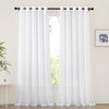 image:imageNICETOWN Sheer Window Curtain Panels  Ivory Eyelet Top Solid Voile for KitchenHotel 2 Pieces 54 Wide x 84inch LengthWhite