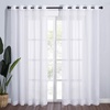 image:imageNICETOWN Sheer Window Curtain Panels  Ivory Eyelet Top Solid Voile for KitchenHotel 2 Pieces 54 Wide x 84inch LengthWhite