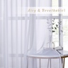 image:imageNICETOWN Sheer Window Curtain Panels  Ivory Eyelet Top Solid Voile for KitchenHotel 2 Pieces 54 Wide x 84inch LengthWhite
