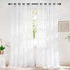 image:imageNICETOWN Sheer Window Curtain Panels  Ivory Eyelet Top Solid Voile for KitchenHotel 2 Pieces 54 Wide x 84inch LengthWhite