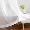 image:imageNICETOWN Sheer Window Curtain Panels  Ivory Eyelet Top Solid Voile for KitchenHotel 2 Pieces 54 Wide x 84inch LengthWhite