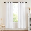 image:imageNICETOWN Sheer Window Curtain Panels  Ivory Eyelet Top Solid Voile for KitchenHotel 2 Pieces 54 Wide x 84inch LengthWhite