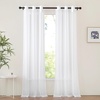 image:imageNICETOWN Sheer Window Curtain Panels  Ivory Eyelet Top Solid Voile for KitchenHotel 2 Pieces 54 Wide x 84inch LengthWhite