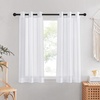 image:imageNICETOWN Sheer Window Curtain Panels  Ivory Eyelet Top Solid Voile for KitchenHotel 2 Pieces 54 Wide x 84inch LengthWhite