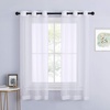 image:imageNICETOWN Sheer Window Curtain Panels  Ivory Eyelet Top Solid Voile for KitchenHotel 2 Pieces 54 Wide x 84inch LengthWhite