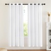 image:imageNICETOWN Sheer Window Curtain Panels  Ivory Eyelet Top Solid Voile for KitchenHotel 2 Pieces 54 Wide x 84inch LengthWhite