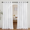 image:imageNICETOWN Sheer Window Curtain Panels  Ivory Eyelet Top Solid Voile for KitchenHotel 2 Pieces 54 Wide x 84inch LengthWhite
