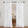 image:imageNICETOWN Sheer Window Curtain Panels  Ivory Eyelet Top Solid Voile for KitchenHotel 2 Pieces 54 Wide x 84inch LengthWhite